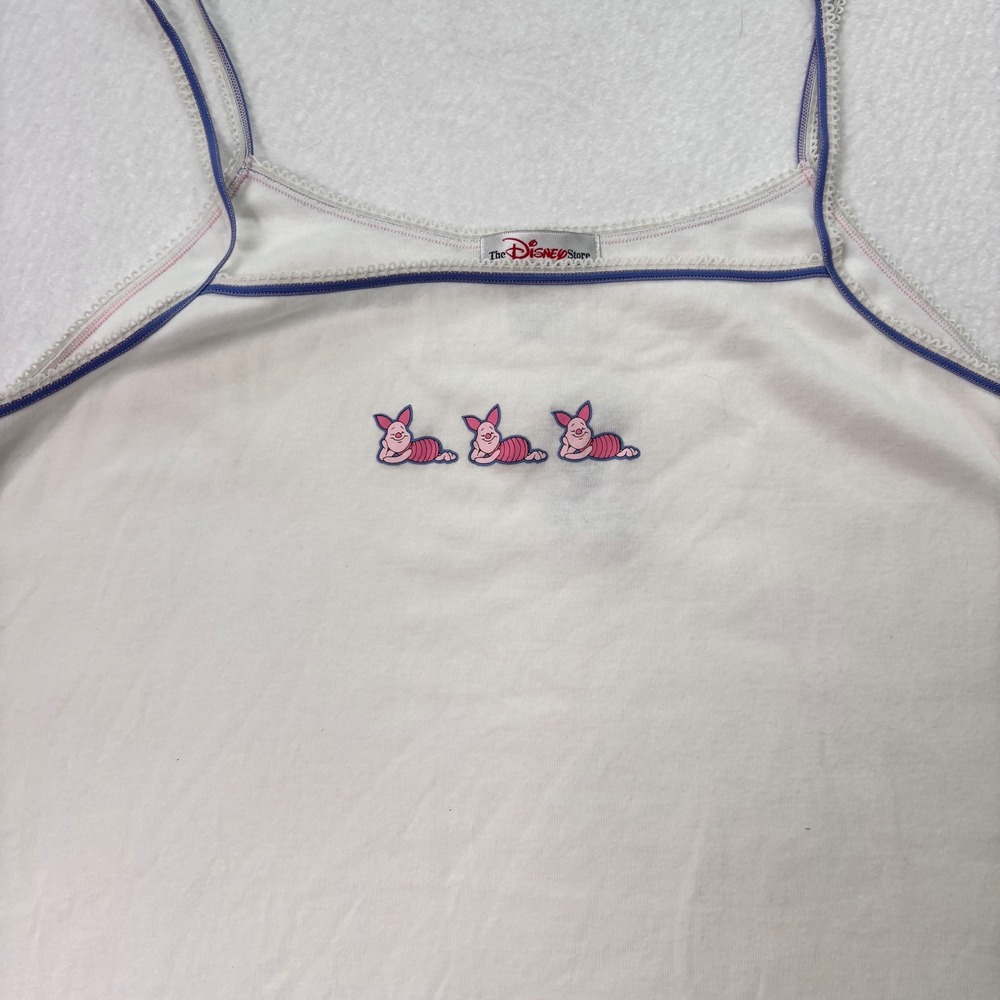 Disney Store Piglet Tank Top Womens XL White Blue Trim Embroidered NWT - Picture 2 of 6